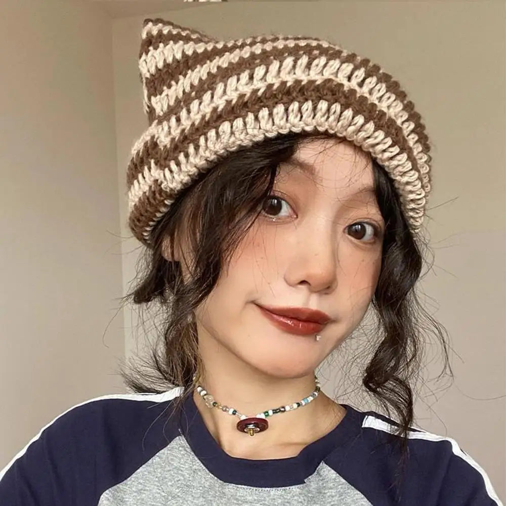 Bonnet Chat Crochet - Style Y2K