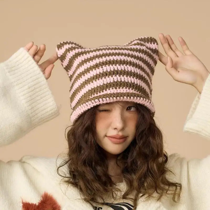 Bonnet Chat Crochet - Style Y2K